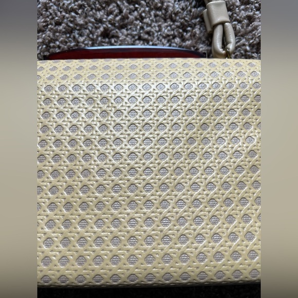 Beautiful Vintage Handbag Purse With Lucite / Bakelite Closure Rare Weave Print - Picture 10 of 16